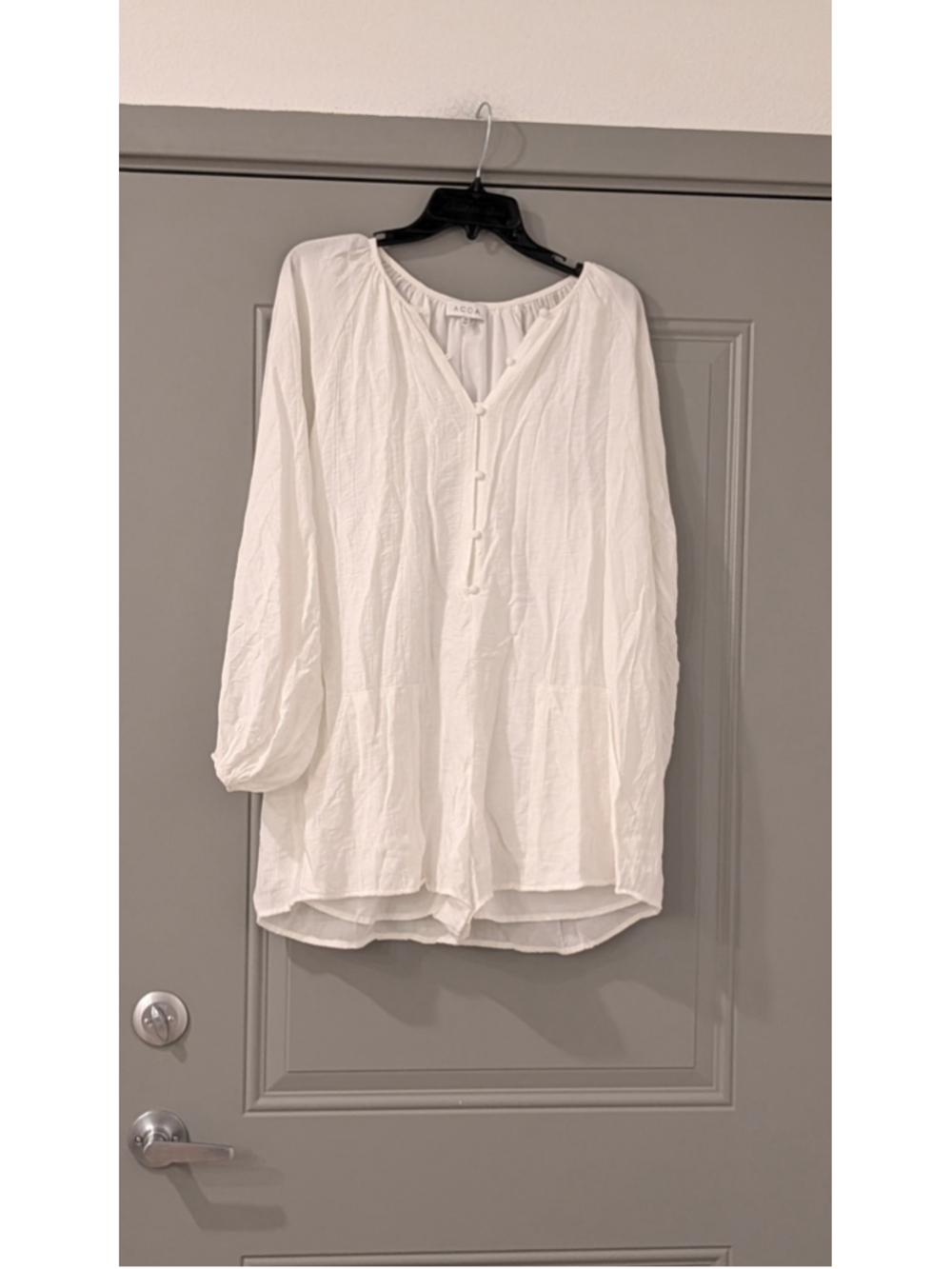 Women's ACOA White Long Sleeve Button-Down shorts romper Size XS